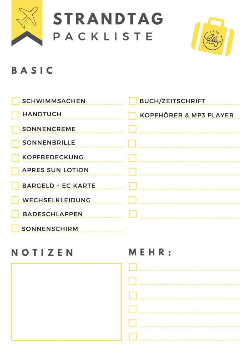 Strandurlaub Packliste Lilies Diary